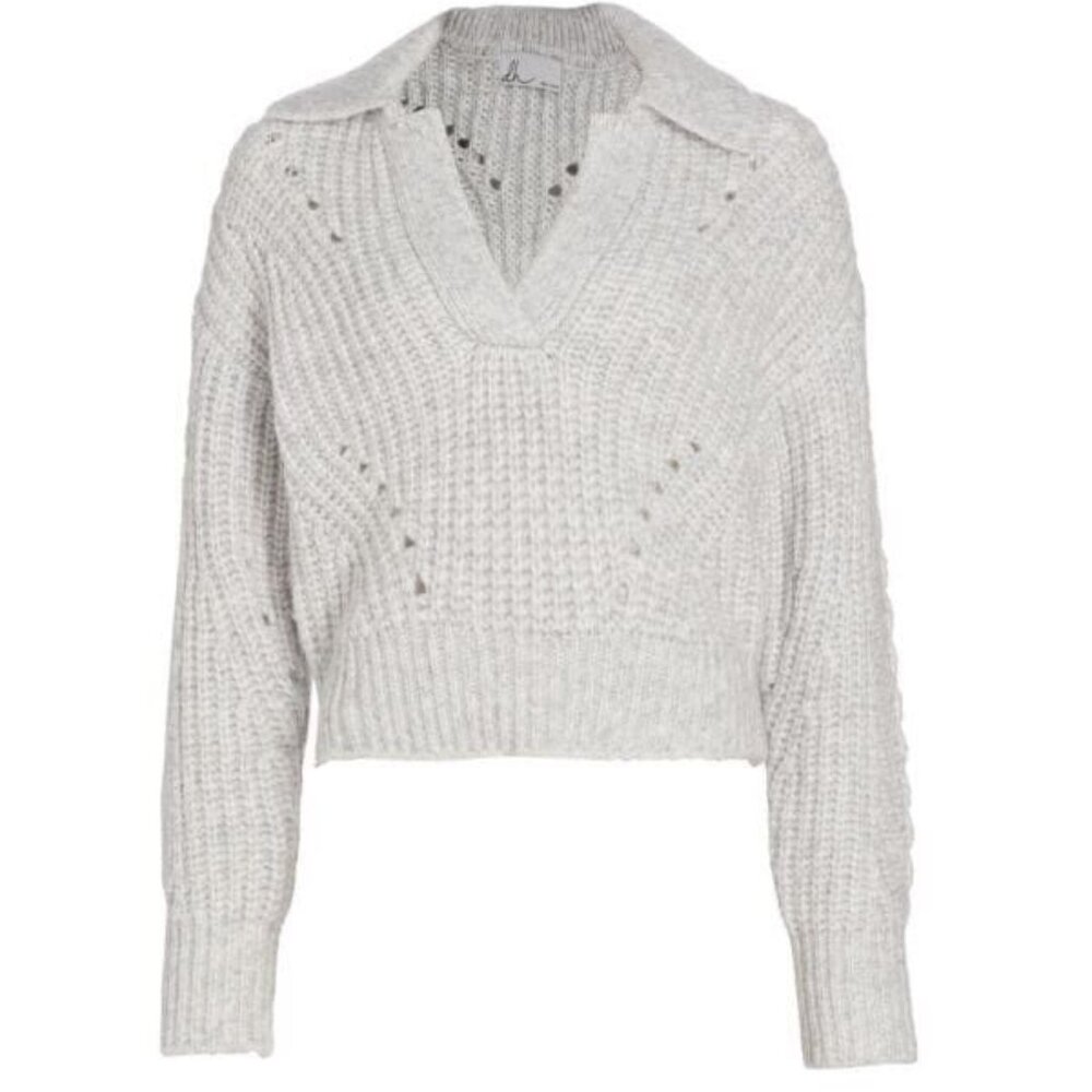 DH New York Sadie Sweater Heather Gray Size L Knitted Cozy & Soft NWT